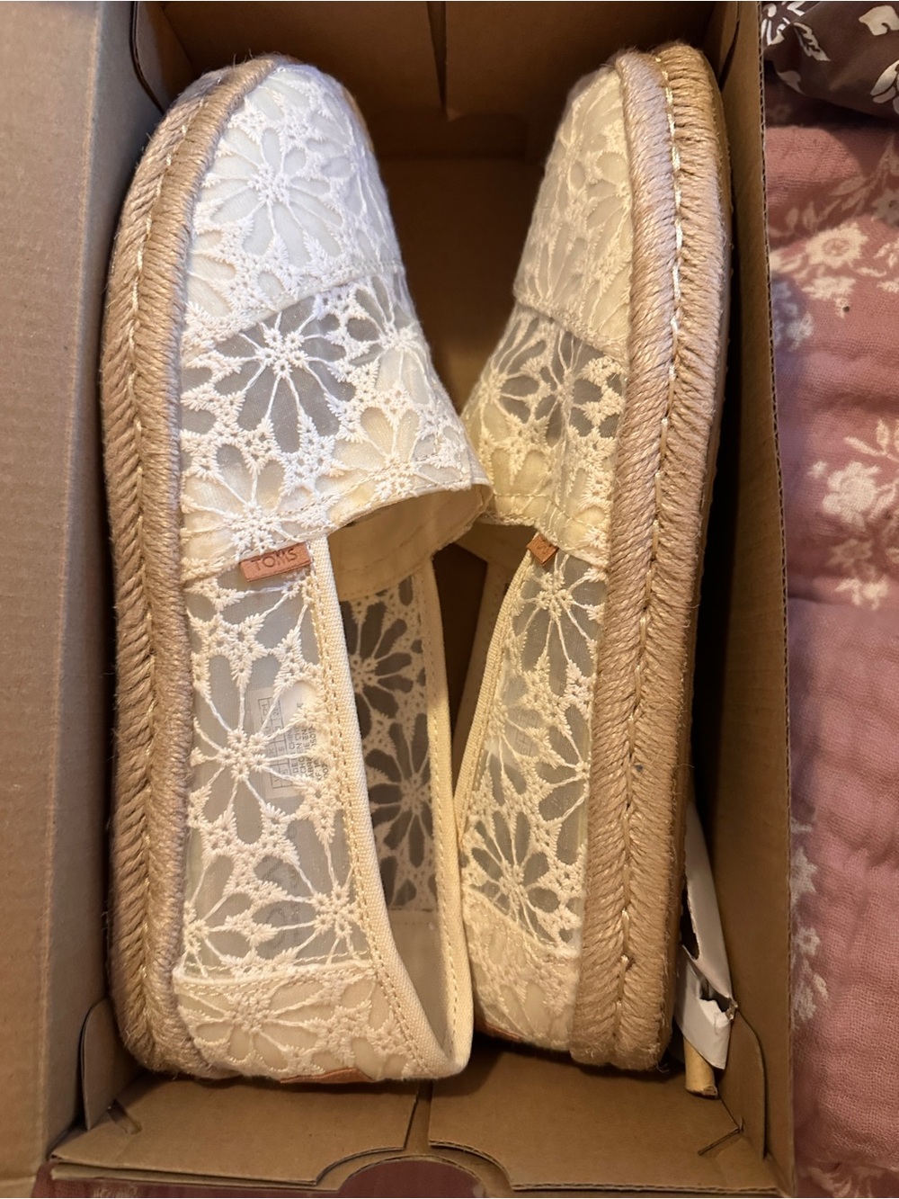 Toms Ivory Lace Espadrille Flats